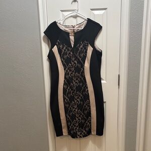 CB Casual Black and Cream Lace Mini Dress